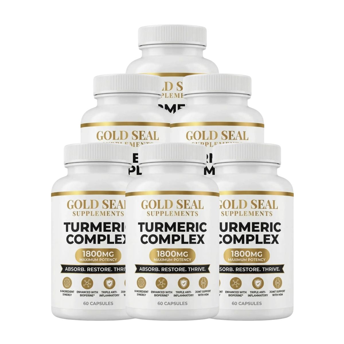 Gold Seal Turmeric Complex 1800MG Maximum Potency (5 Bottles)
