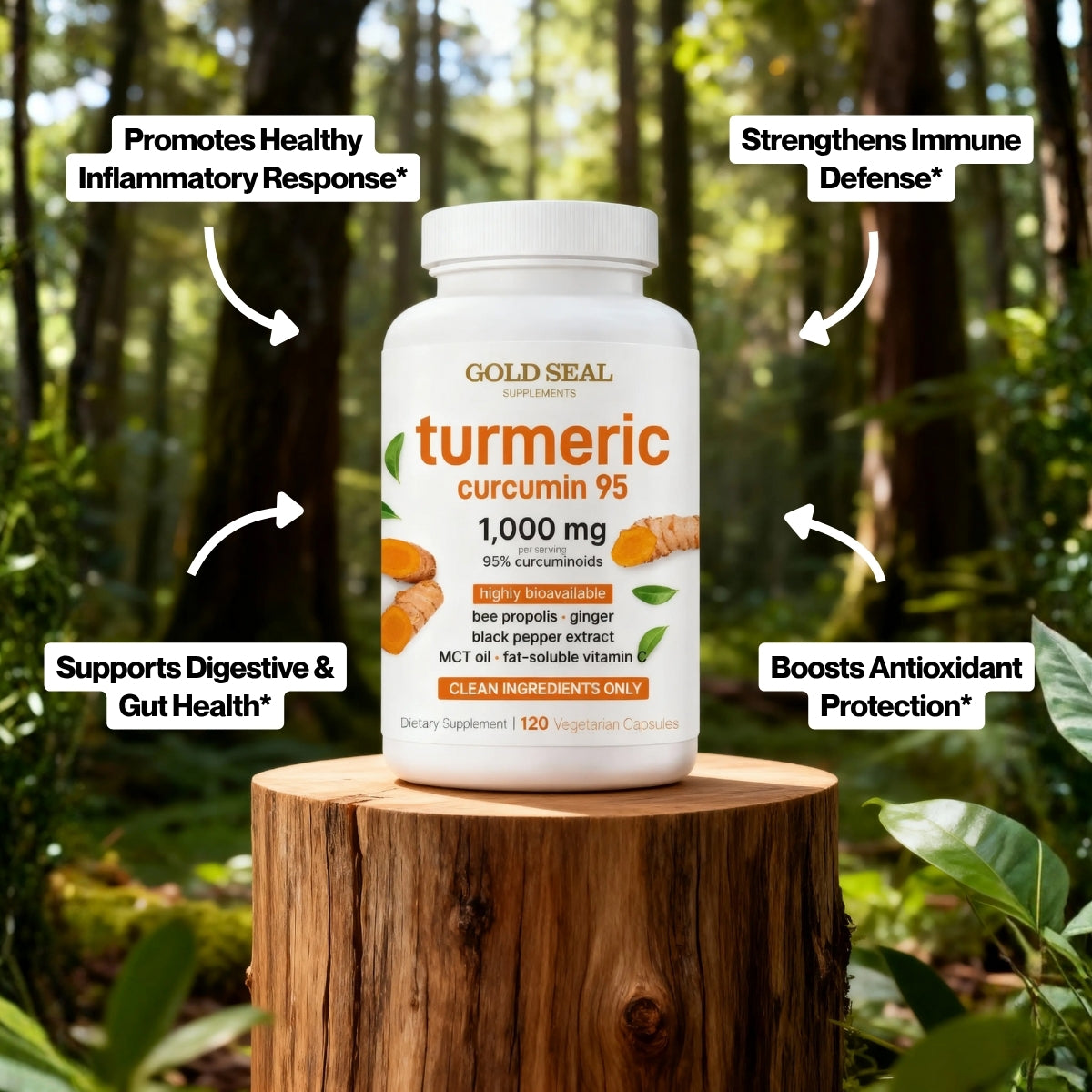 Turmeric Curcumin 1,000mg with Black Pepper & MCT Oil (3 Bottles)